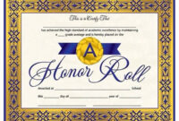 A Honor Roll Certificate Best Of Pinon Honor Student | Certificate throughout New Honor Award Certificate Templates