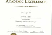 Academic Award Certificate Template within Fascinating Free Certificate Of Excellence Template