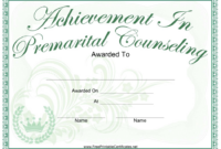 Achievement Of Premarital Counseling Certificate Template Download regarding Fascinating Marriage Counseling Certificate Template