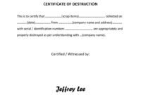 Addictionary for New Certificate Of Destruction Template