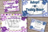 Adopt-A-Teddy Bear Adoption Certificate And Sign Set Pertaining To Toy with Toy Adoption Certificate Template