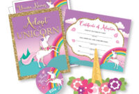 Adopt A Unicorn Party Kit / Certificate / Adoption Sign / Favor Tag for Fascinating Unicorn Adoption Certificate Templates