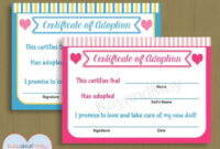 Adoption Certificate For Baby Doll Stuffed Animal Pet And More within Fresh Stuffed Animal Adoption Certificate Editable Templates