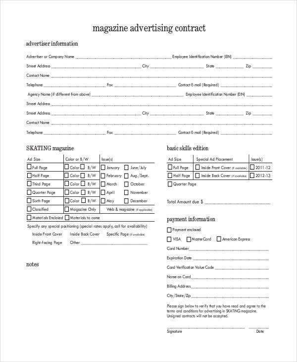Advertising Contract Template - 11+ Word, Pdf, Google Docs, Apple Pages with regard to Online Advertising Contract Template