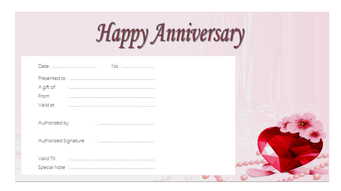 Anniversary Gift Certificate Template Free [10+ Romantic Designs] with Marriage Certificate Template Word 7 Designs
