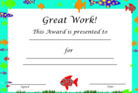 Aquatic Award Certificate | Certificate Of Achievement Template, Free with Great Work Certificate Template