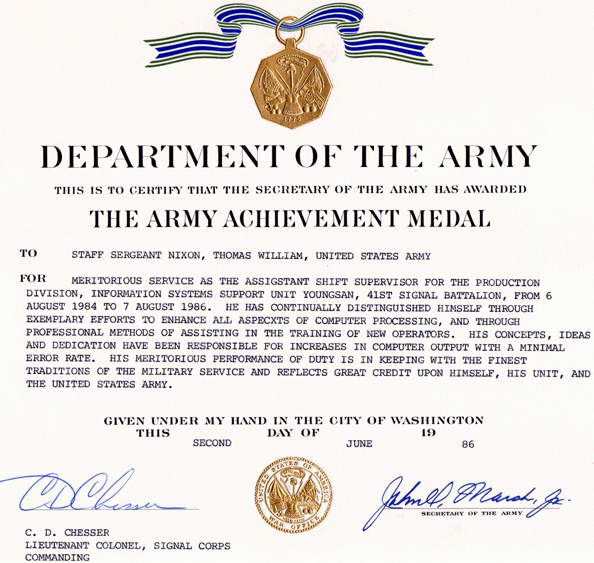 Army Achievement Medal Inside Army Certificate Of Appreciation Template regarding Free Army Certificate Of Achievement Template