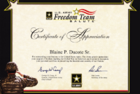 Army Certificate Of Appreciation Template (7) – Templates Example with Certificate Of Achievement Army Template