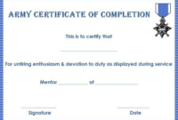 Army Certificate Of Completion Template | Certificate Of For with Free Army Certificate Of Completion Template