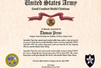 Army Good Conduct Medal Certificate Template (6) – Templates Example intended for Fresh Good Conduct Certificate Template