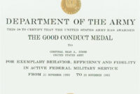Army Good Conduct Medal Certificate Template | Certificate Templates in Good Conduct Certificate Template
