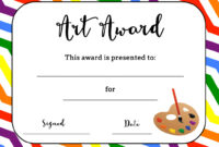 Art Award Certificate (Free Printable) throughout Free First Day Of School Certificate Templates Free