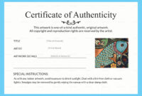 Artwork Authenticity Certificate Template | Art Certificate with Free Free Art Certificate Templates