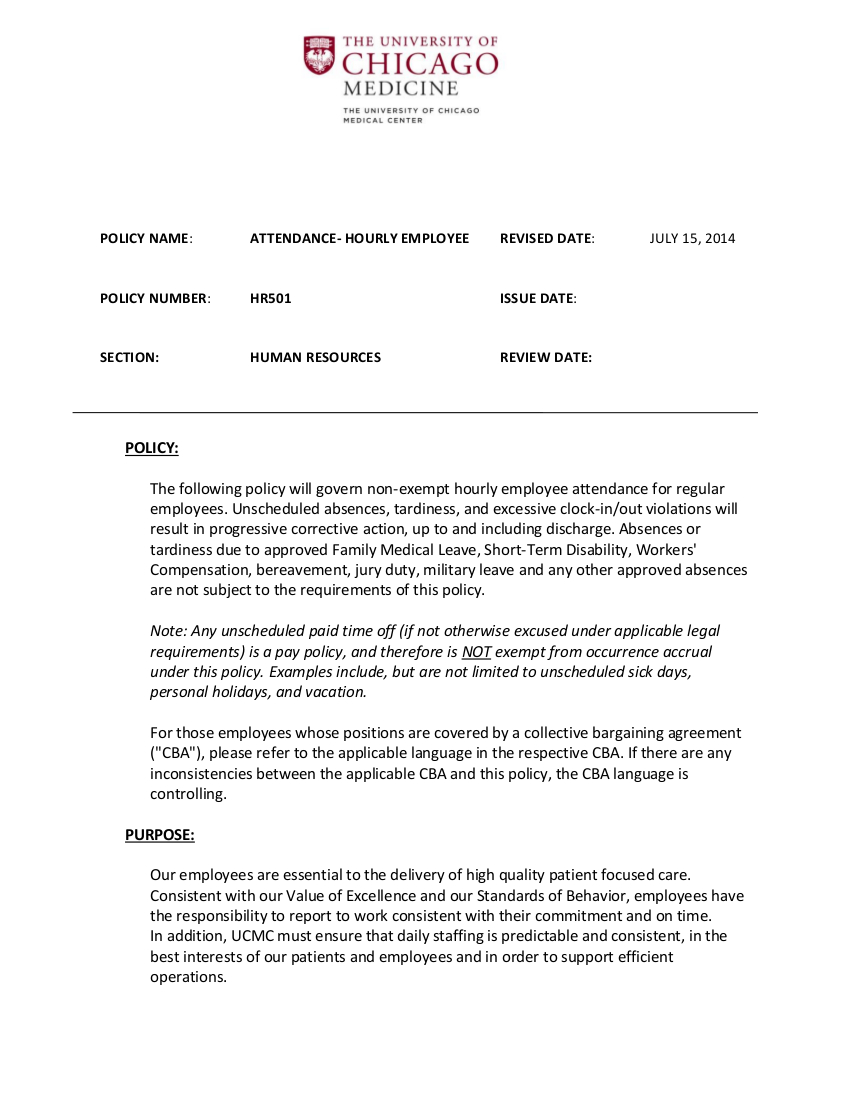 Attendance Policy - Examples, Format, Pdf | Examples pertaining to Hourly Contract Agreement