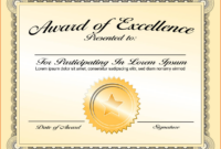 Award Of Excellence Certificate Template - Atlantaauctionco inside Honor Award Certificate Template