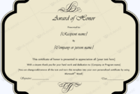 Award Of Honor (Editable Template) – Word Layouts | Awards Certificates in Honor Award Certificate Template