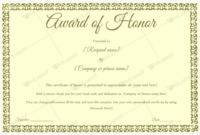 Award Of Honor (For Guest) - Word Layouts | Certificate Templates with New Honor Award Certificate Templates