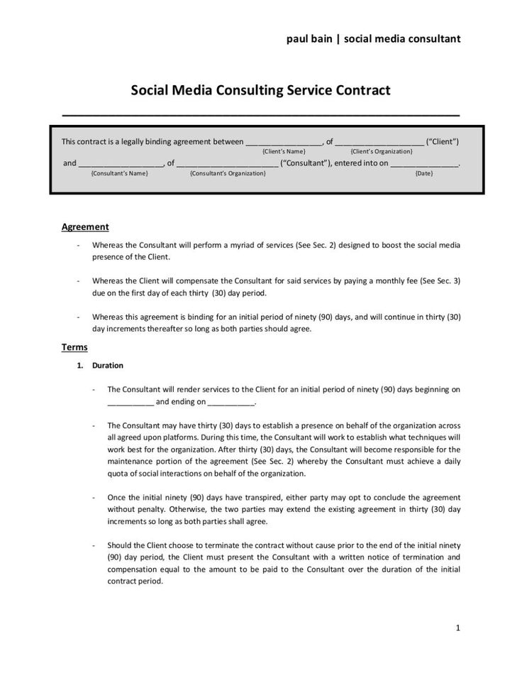 Awesome Social Media Management Contract Template | Social Media with Awesome Social Media Consulting Contract Template