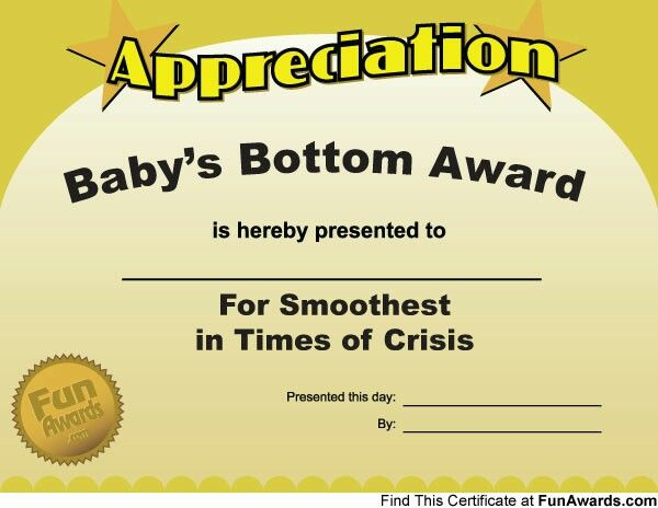 Baby Shower Award Certificate | Funny Awards Certificates, Funny Office within Simple Baby Shower Game Winner Certificate Templates