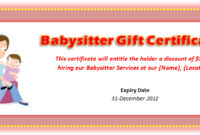 Babysitting Gift Certificate – Emmamcintyrephotography throughout Fascinating Babysitting Certificate Template