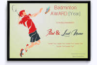 Badminton Award Certificate (Green Themed Border) - Word Layouts regarding Badminton Certificate Template