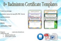 Badminton Certificate Templates [8+ Spectacular Designs] intended for Badminton Achievement Certificates