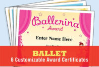 Ballet Certificate Pack Dancing Awards Dance Team regarding Ballet Certificate Template