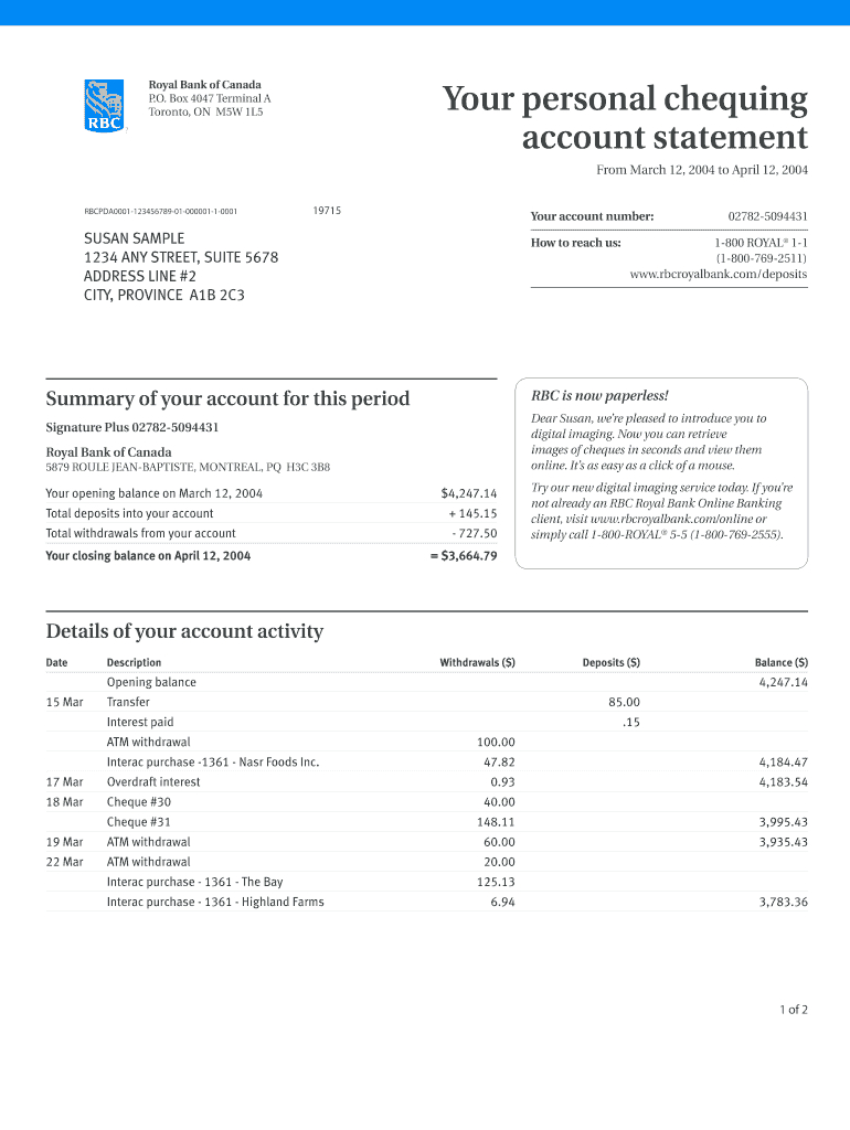 Bank Statement Template Form - Fill Out And Sign Printable Pdf Template intended for Checking Account Statement Template