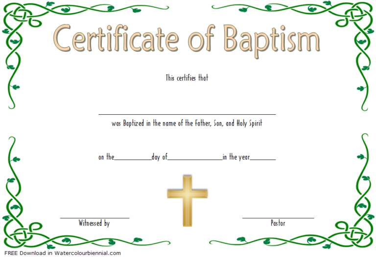 Baptism Certificate Template Word [9+ New Designs Free] regarding Baptism Certificate Template Word