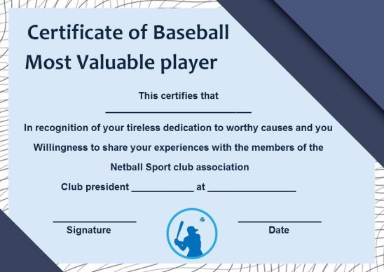 Baseball Mvp Certificate: 10 Templates To Customize Online And Print At with regard to Mvp Award Certificate Templates Free Download
