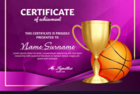 Basketball Certificate Diploma With Golden Cup Throughout Basketball regarding Amazing Basketball Certificate Templates