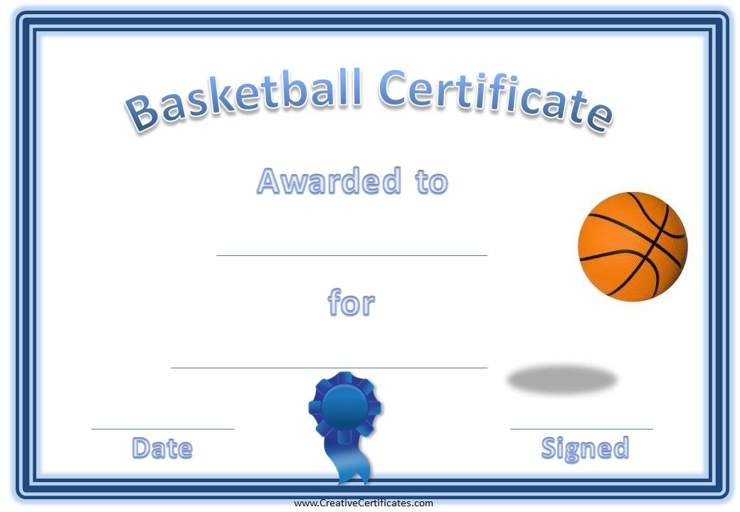 Basketball Certificates | Basketball Awards, Free Basketball, Sports in Free Athletic Award Certificate Template