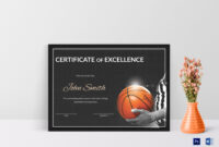Basketball Excellence Certificate Design Template In Psd, Word inside Basketball Achievement Certificate Templates