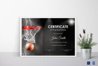 Basketball Participation Certificate Design Template In Psd, Word in Fascinating Basketball Tournament Certificate Template