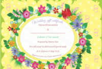 Beautiful Floral Wedding Gift Certificate Template regarding New Free Editable Wedding Gift Certificate Template
