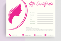 Beauty Salon Gift Certificate (Pink, 1939) – Doc Formats | Salon Gifts intended for Fresh Free Printable Hair Salon Gift Certificate Template