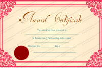 Best Achievement Award Certificate Template inside Outstanding Achievement Certificate