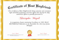 Best Boyfriend Award Certificate Elegant Certificate Of Best Boyfriend pertaining to Simple Birthday Gift Certificate Template Free 7 Ideas