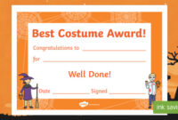 Best Costume Award Halloween Certificate (Teacher-Made) pertaining to New Best Dressed Certificate