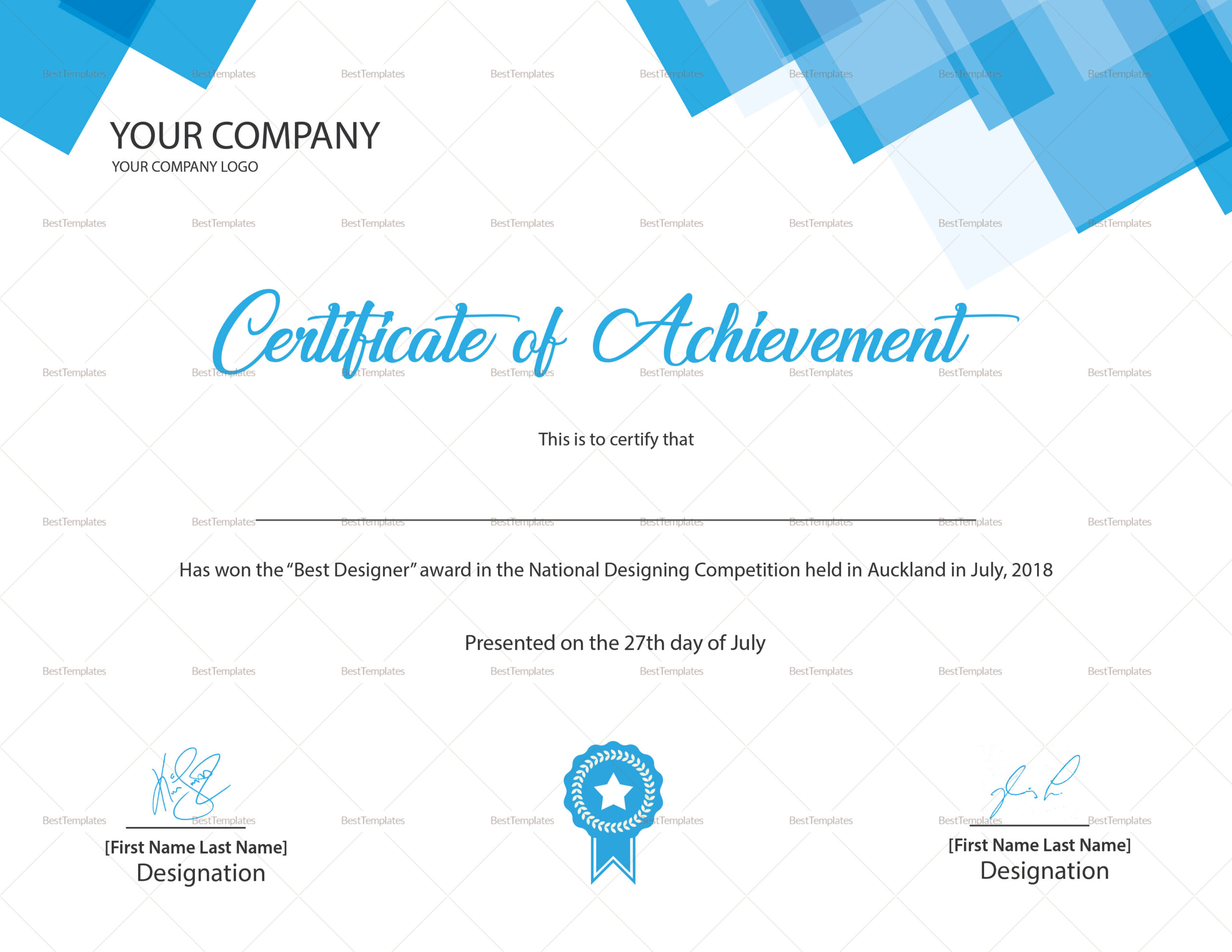 Best Designer Achievement Certificate Design Template In Psd, Word with regard to Fantastic Word Certificate Of Achievement Template