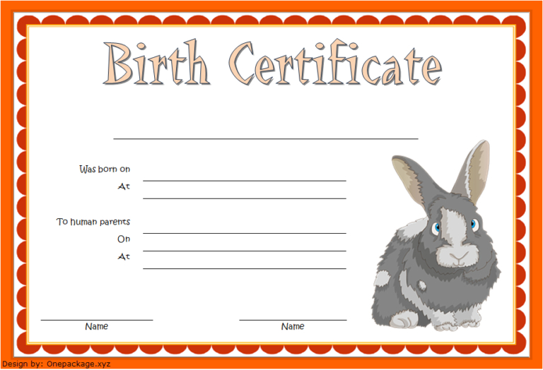 Best Rabbit Birth Certificate Template Free 2019 Designs with regard to Rabbit Birth Certificate Template Free 2019 Designs