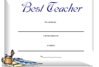 Best Teacher Certificate Printable Certificate | Best Teacher, Teacher for Best Teacher Certificate Templates