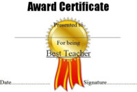 Best Teacher Certificate Templates – Free 10+ Fresh Ideas with regard to Best Teacher Certificate Templates