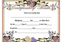 Birth Certificate Template And To Make It Awesome To Read throughout Amazing Cute Birth Certificate Template