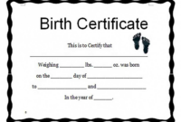 Birth Certificate Template And To Make It Awesome To Read Throughout with regard to Girl Birth Certificate Template