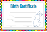 Birth Certificate Template For Rabbit Free 1 | Birth Certificate within Fresh Rabbit Birth Certificate Template Free 2019 Designs