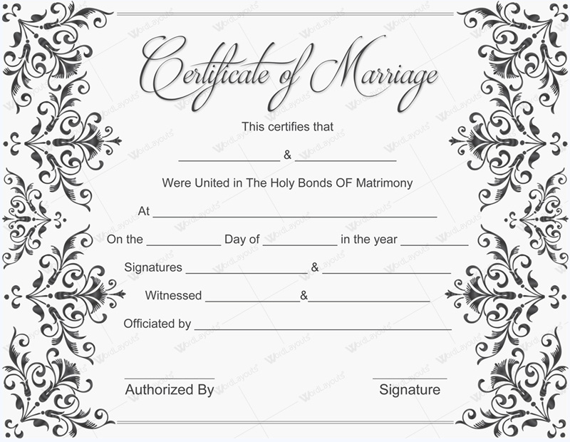 Blank Marriage Certificate Template (5) - Templates Example | Templates regarding Marriage Certificate Editable Templates