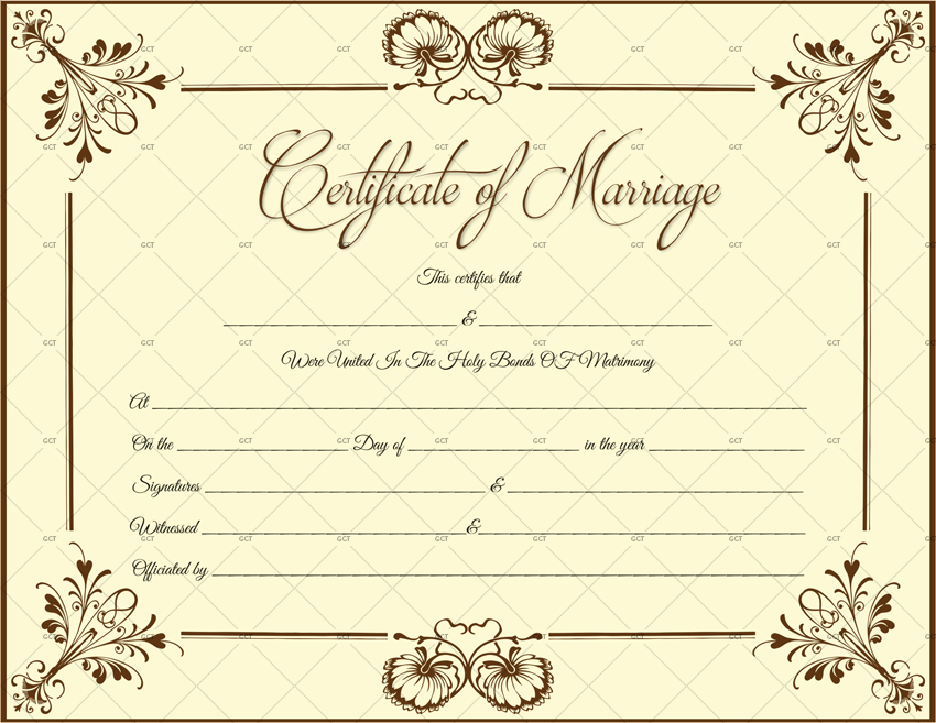 Blooming Flowers Marriage Certificate - Doc Formats | Marriage in Certificate Of Marriage Template
