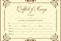 Blooming Flowers Marriage Certificate - Doc Formats | Marriage with Amazing Marriage Certificate Editable Template