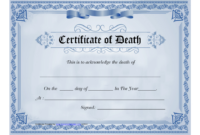 Blue Certificate Of Death Template Download Printable Pdf | Templateroller for Death Certificate Template
